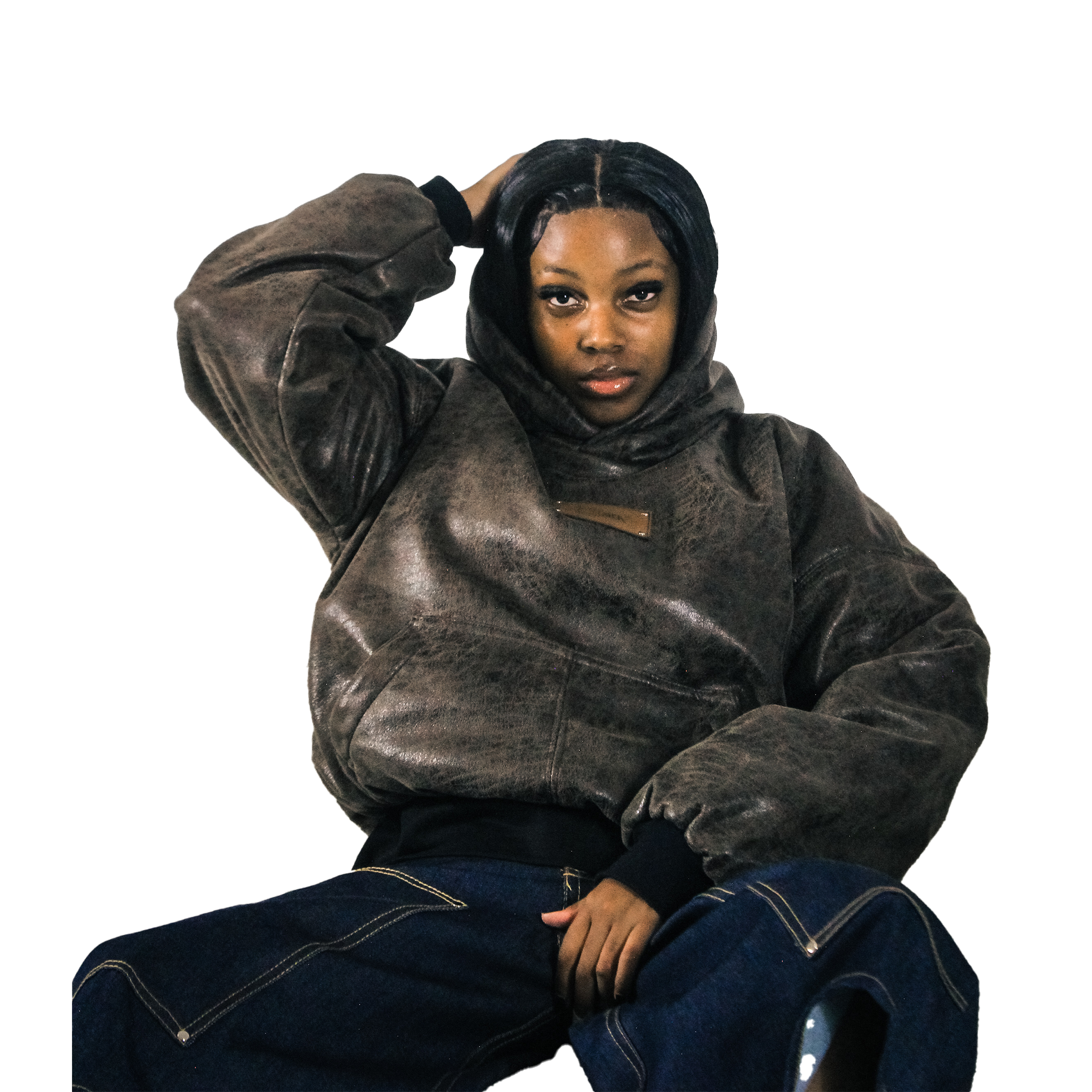 LEATHER HOODIE