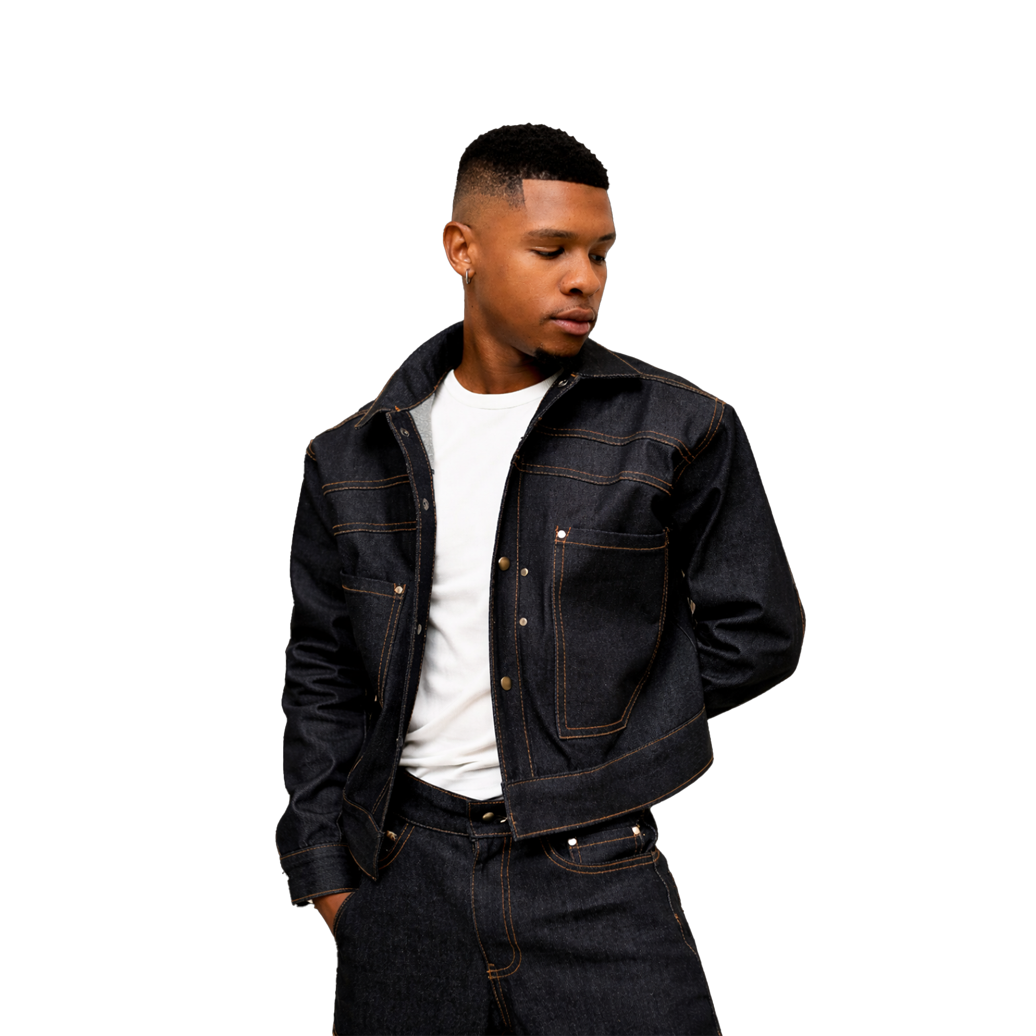 'DRAGON' PLEATED DENIM JACKET